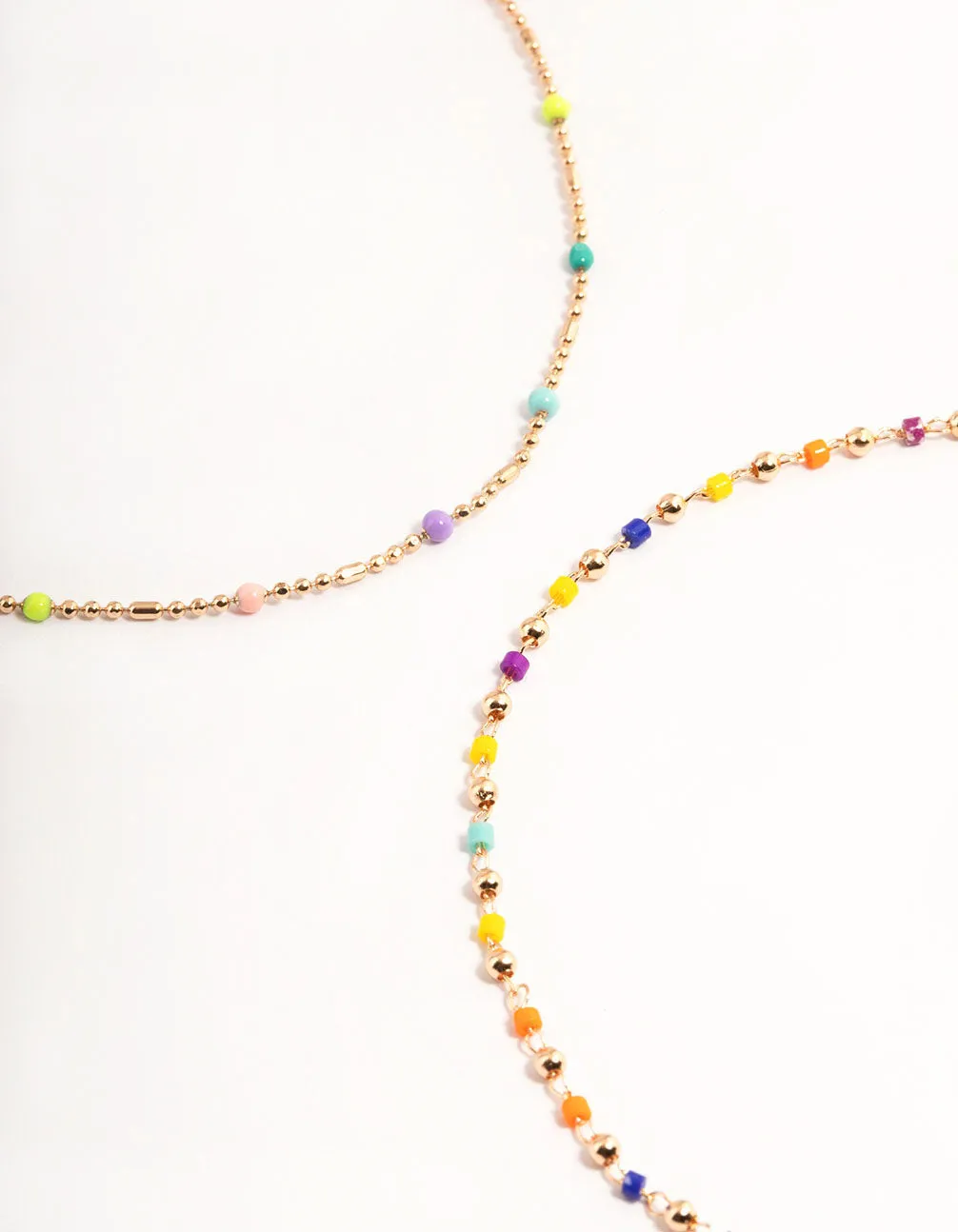 Gold Bright Bead Anklet Pack