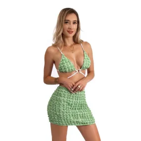 Green With Envy 3 Piece Bikini Set in Green