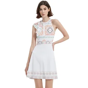 Halter Sleeveless Party Dress With Pockets - Egyptian White