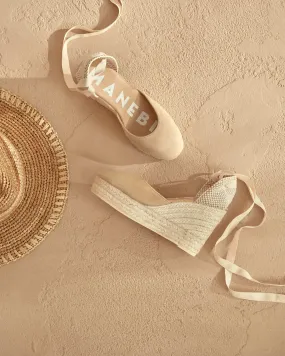 Hamptons Wedge Suede Espadrilles Champagne Beige