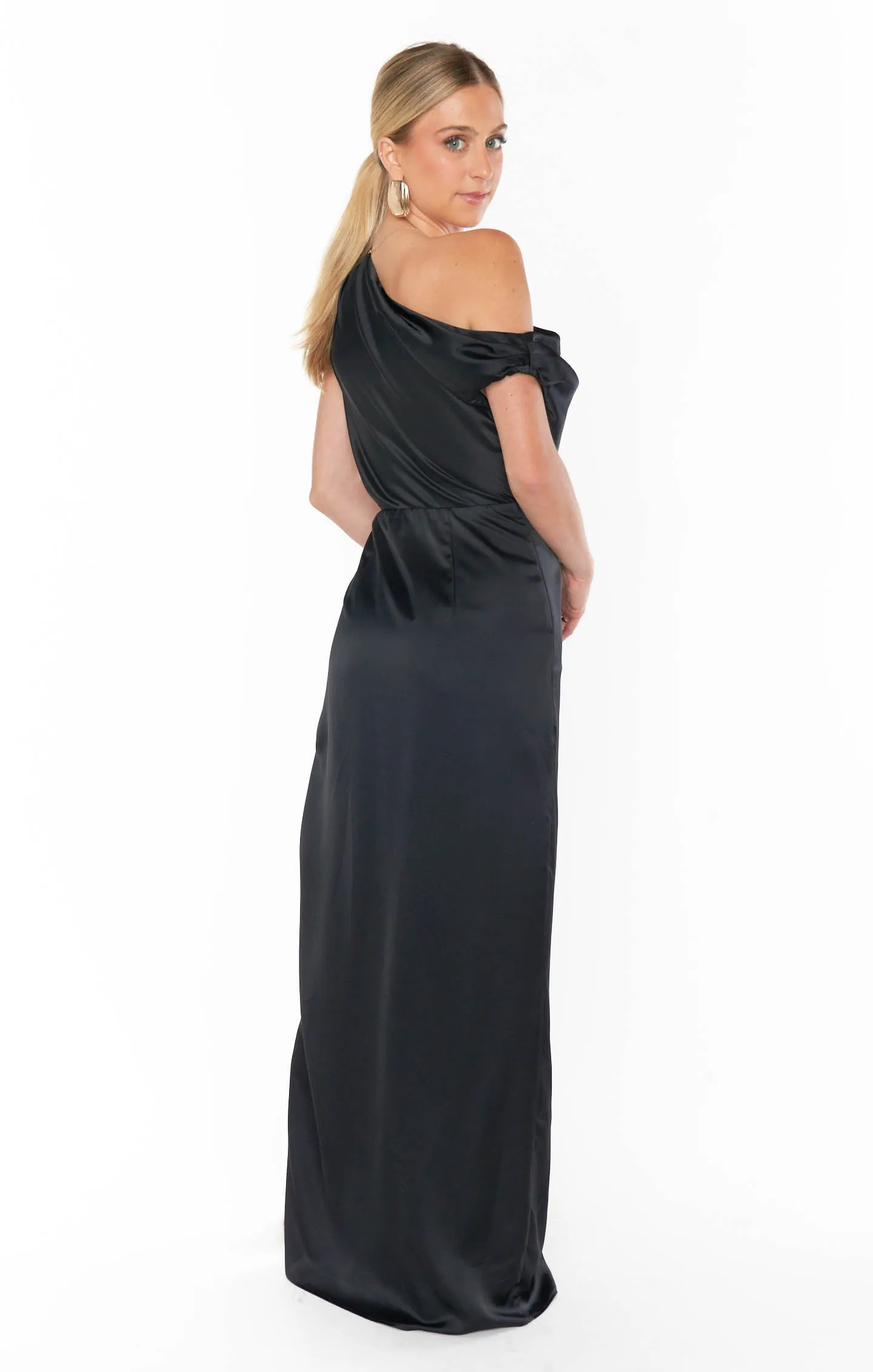 Jodie Dress ~ Black Luxe Satin