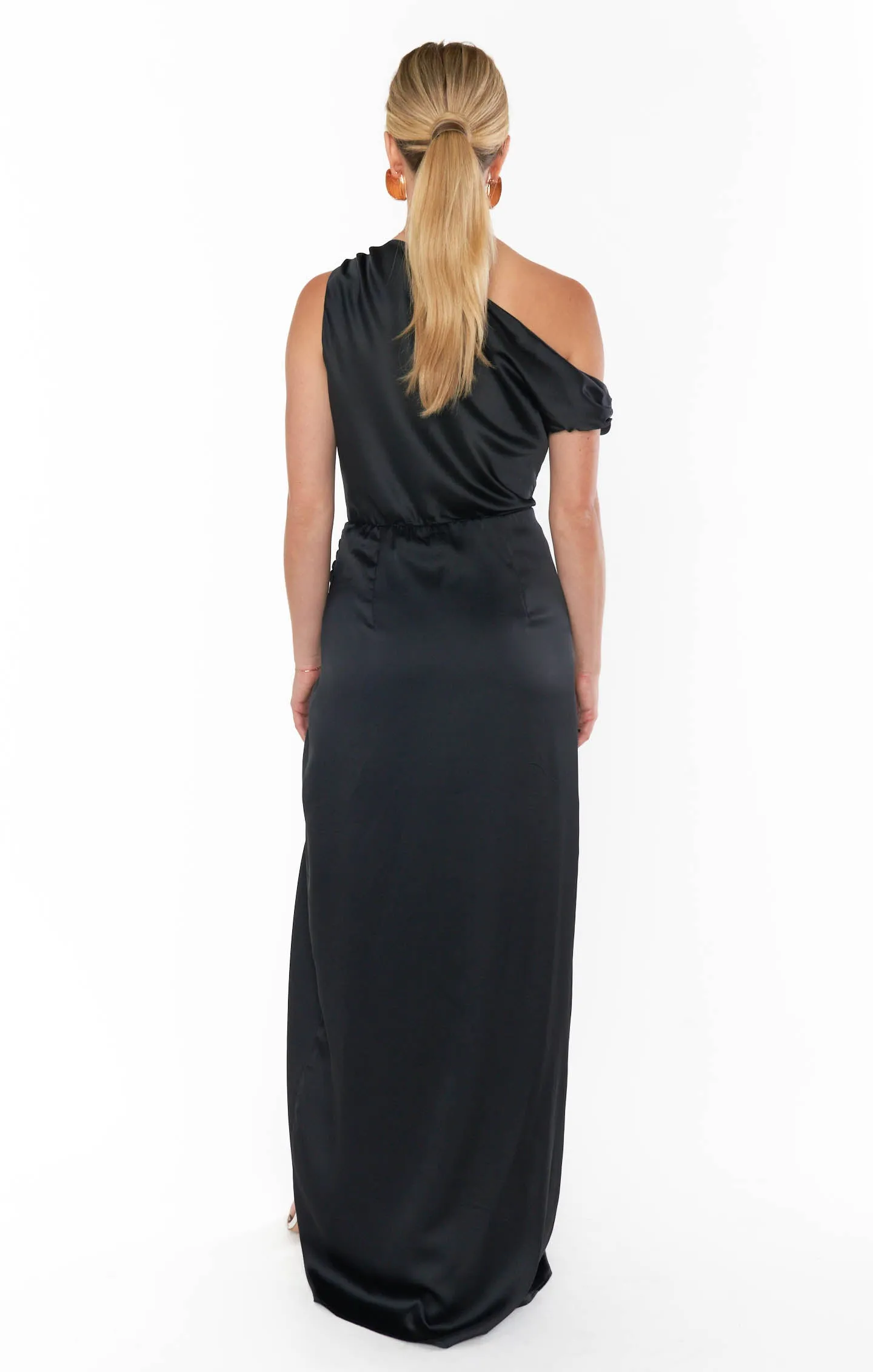 Jodie Dress ~ Black Luxe Satin