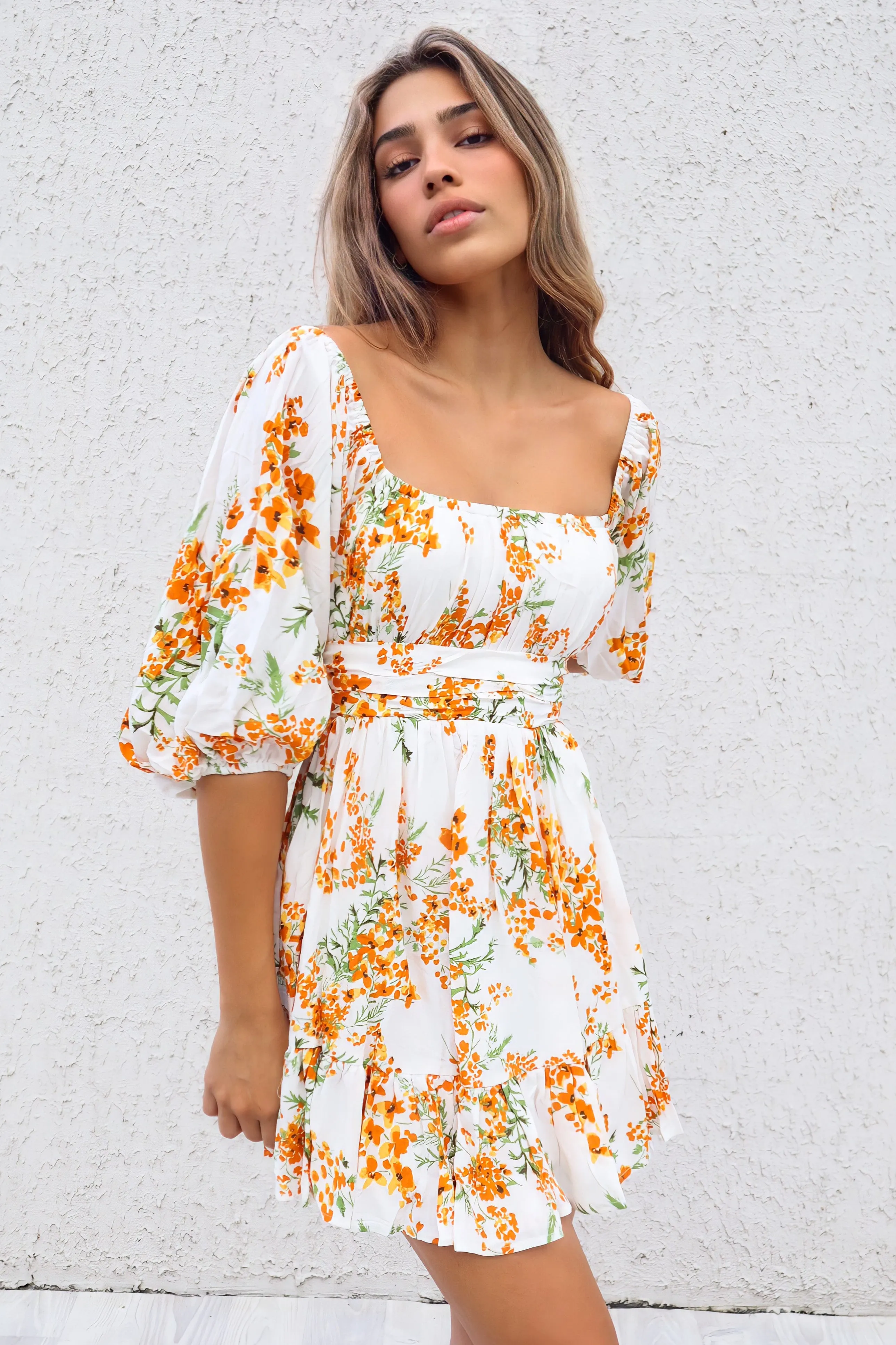 La Lune Dress - Orange Floral