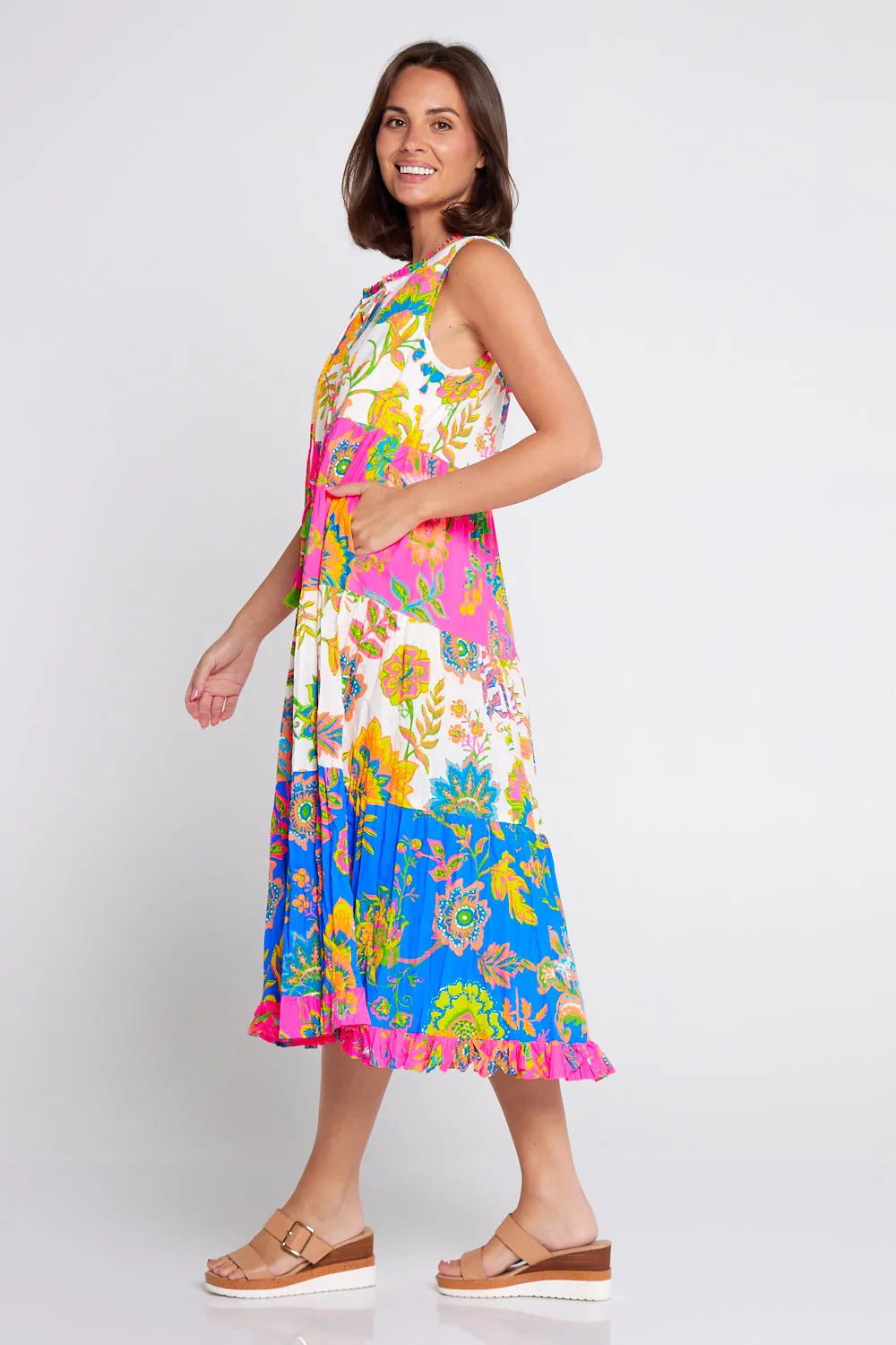 Le Monre Sleeveless Dress - Fluro Floral Print