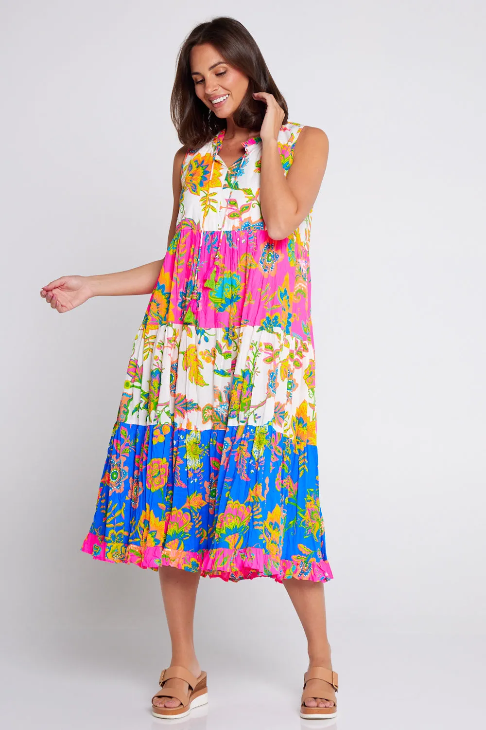 Le Monre Sleeveless Dress - Fluro Floral Print