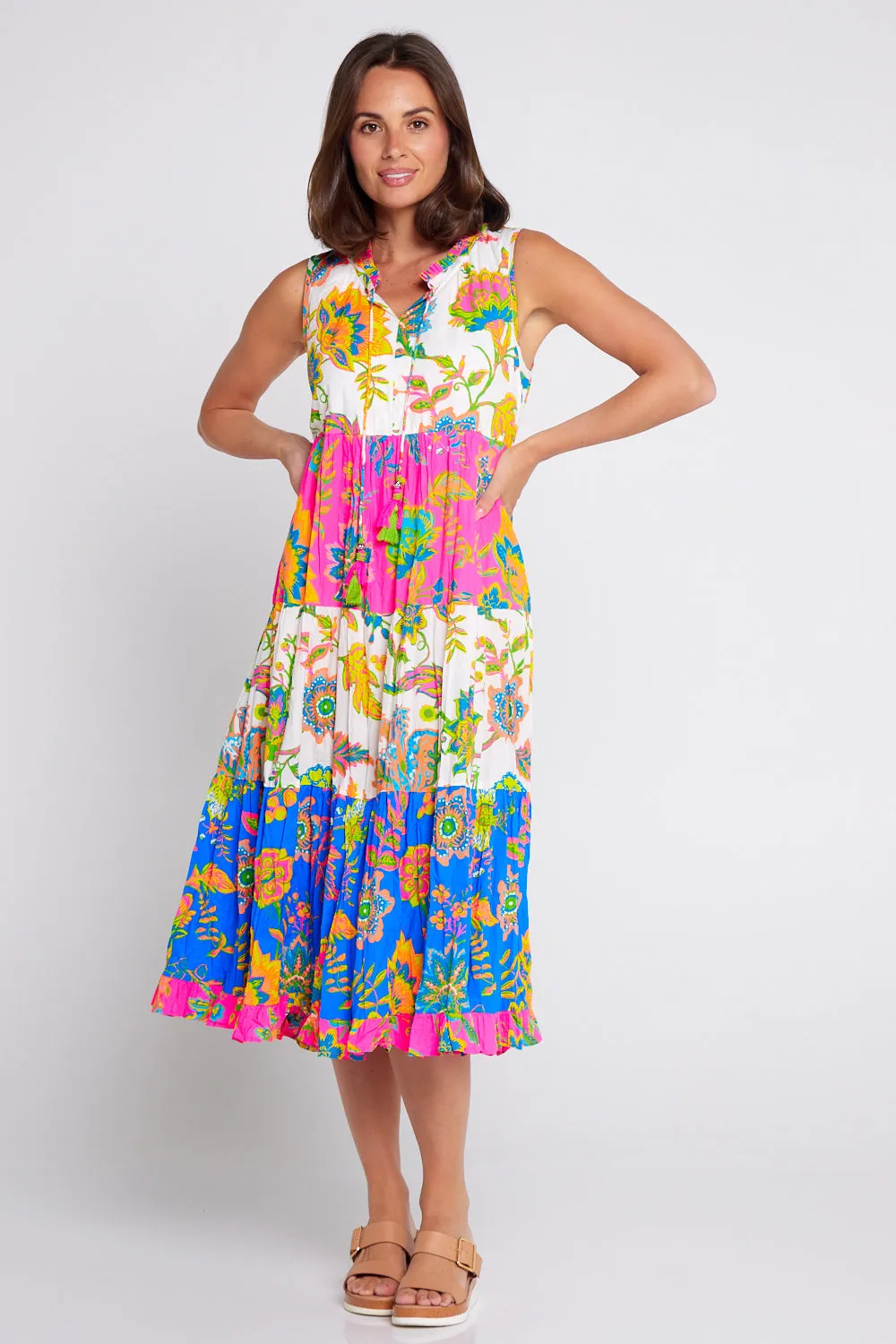 Le Monre Sleeveless Dress - Fluro Floral Print