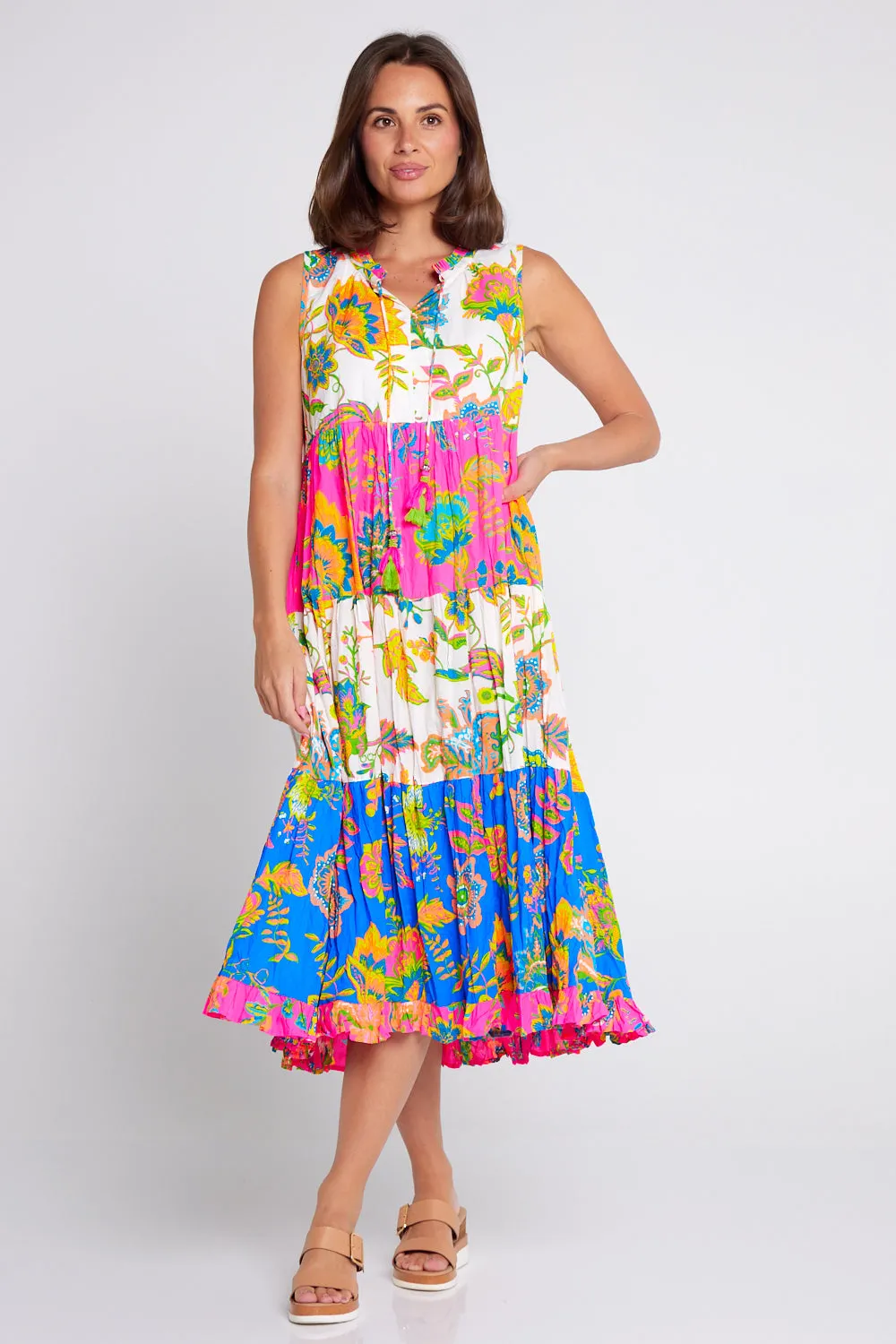 Le Monre Sleeveless Dress - Fluro Floral Print