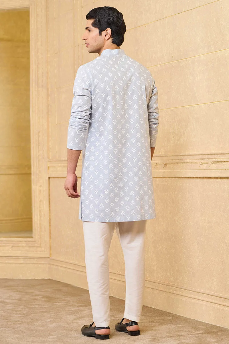 Light Blue Short Kurta With Jaali Detailing