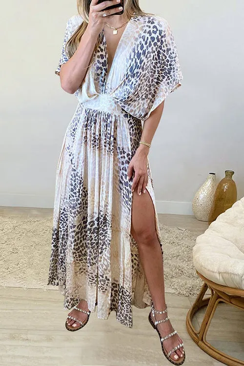 Like Palm Side Slit Bat Maxi Dress