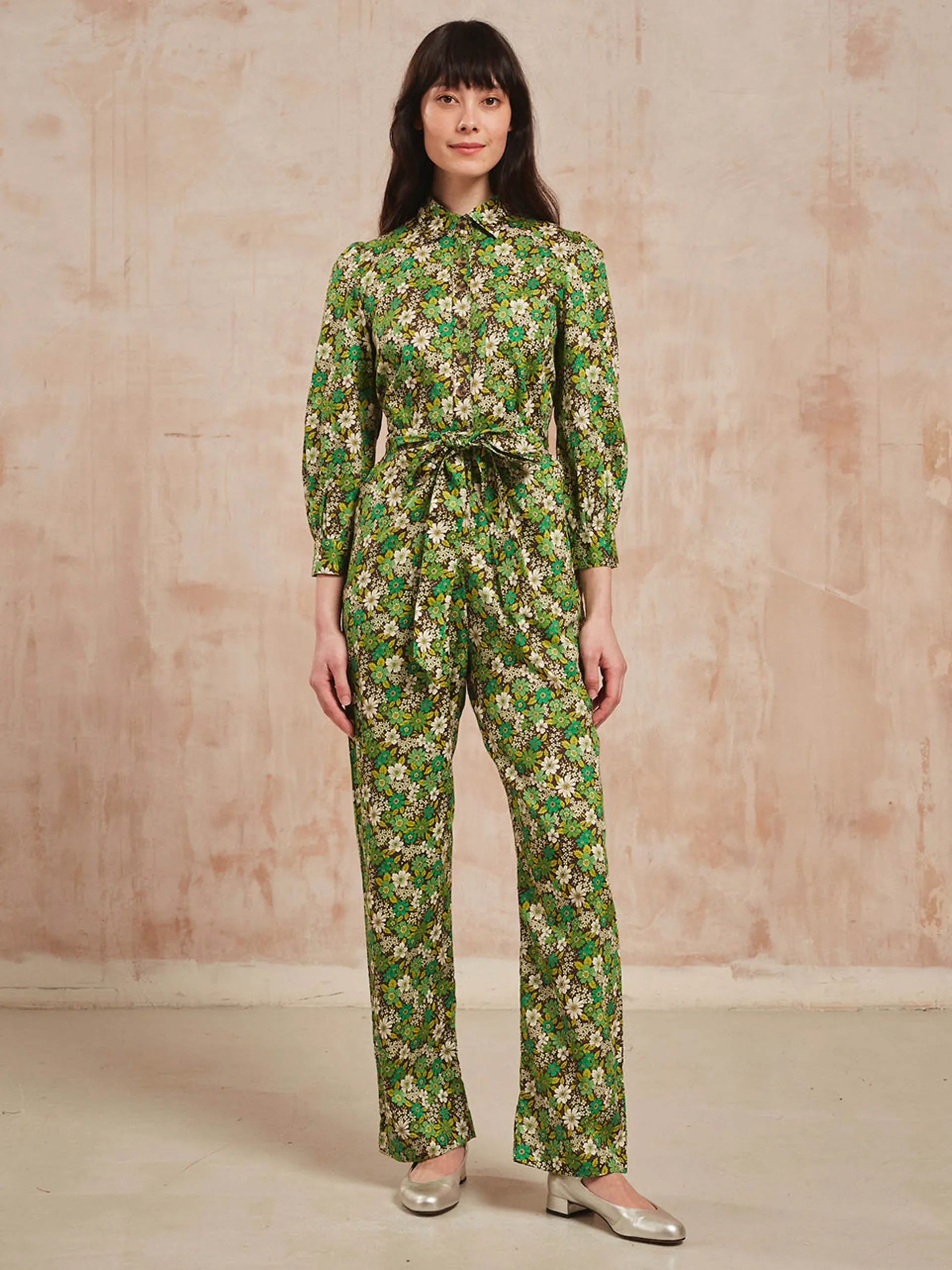 Lime ditsy Danni jumpsuit