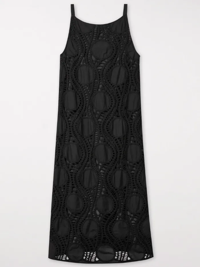 Luisa Cerano Black Slip Dress With Crochet Details 798490 3619 Col 001