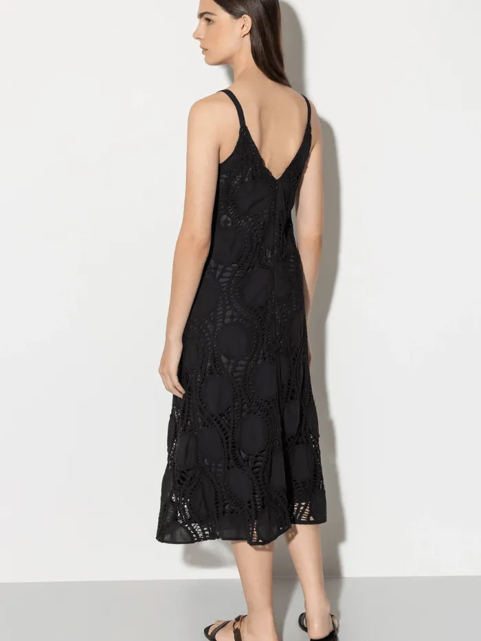 Luisa Cerano Black Slip Dress With Crochet Details 798490 3619 Col 001