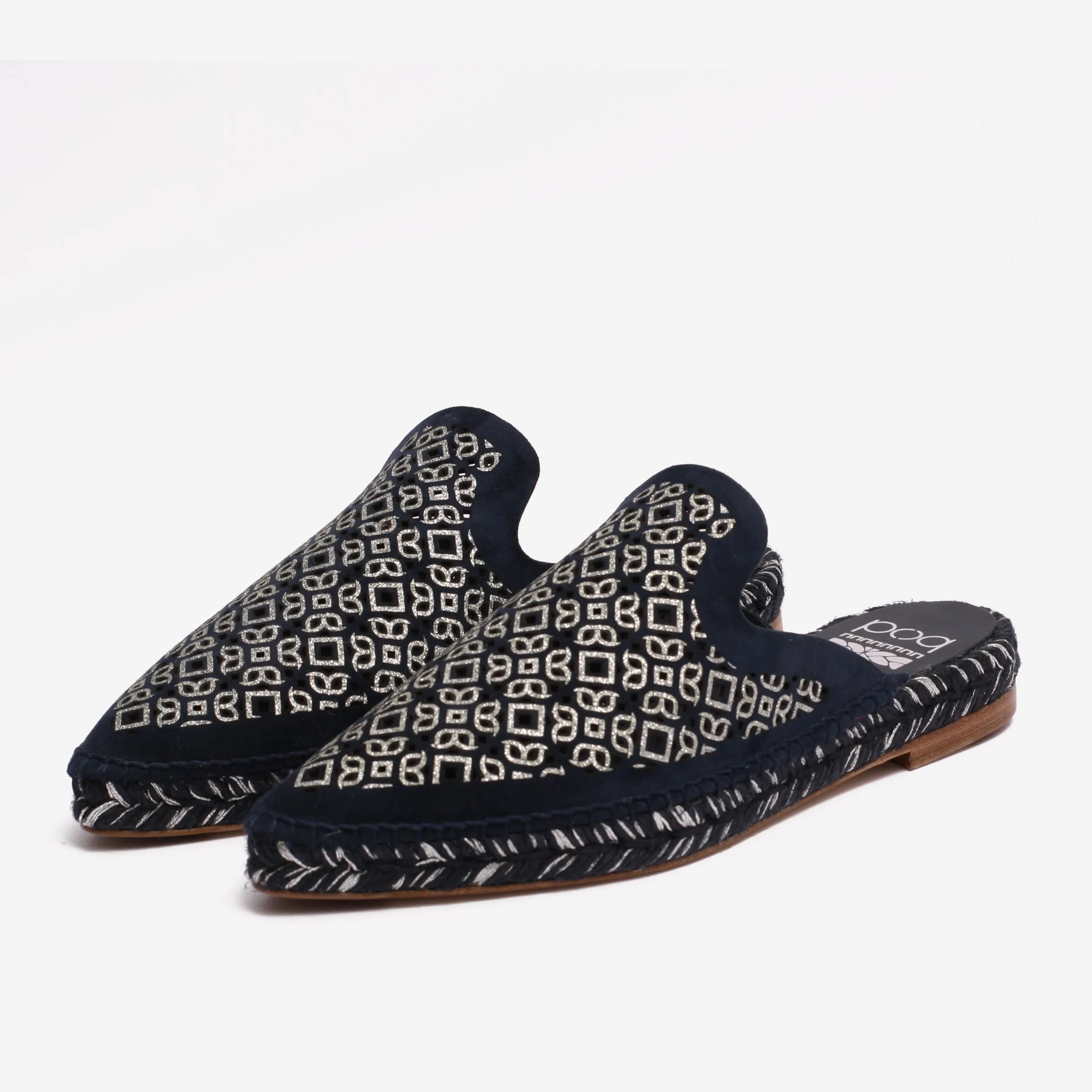 Luxury Espadrilles Women Sandals Marrakech Black & Silver Genuine Suede