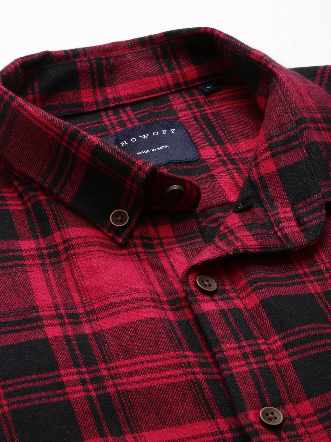 Men Purple Checked Casual Shirt