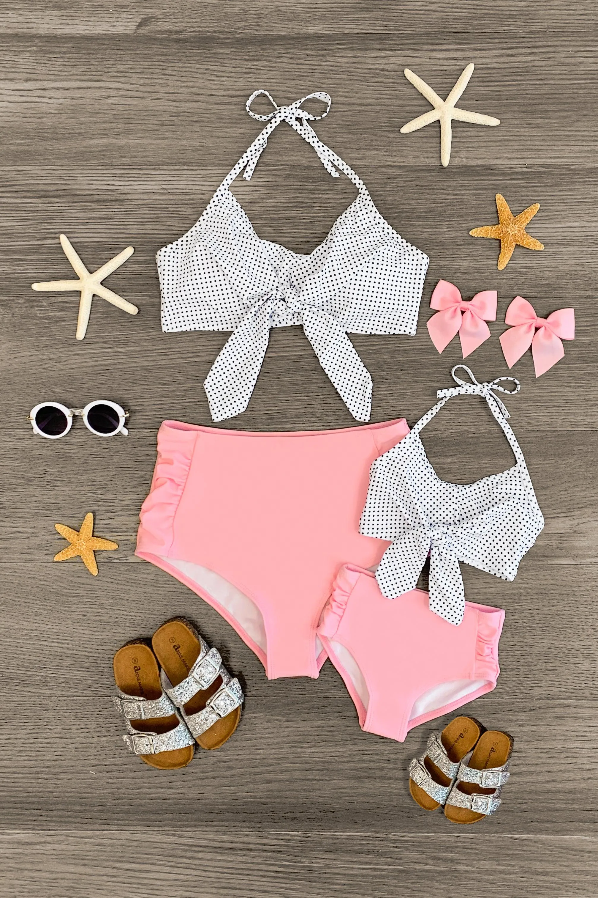 Mom & Me - Pink Polka Dot Halter Bikini