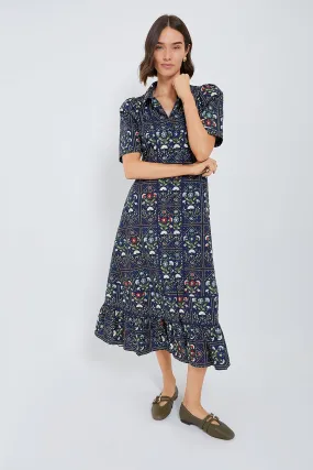 Navy Trellis Greta Dress