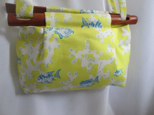 NEW COCO SHOP ANTIGUA WEST INDIAN SEA ISLAND COTTON Bag Fish MERMAID YELLOW