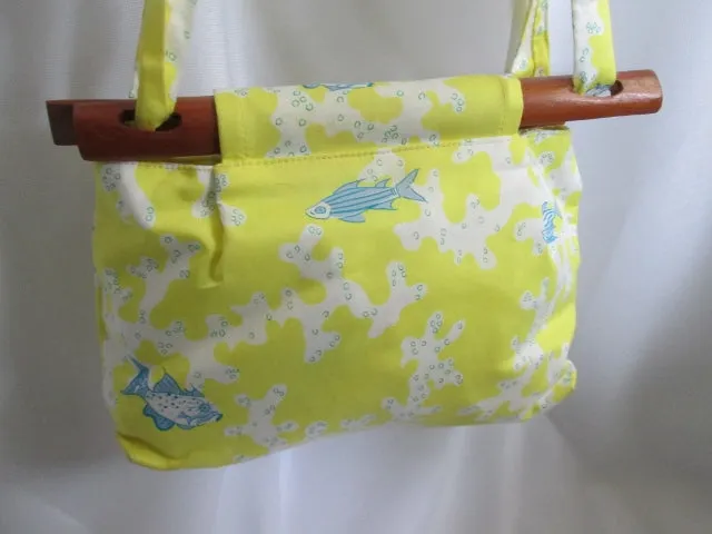 NEW COCO SHOP ANTIGUA WEST INDIAN SEA ISLAND COTTON Bag Fish MERMAID YELLOW