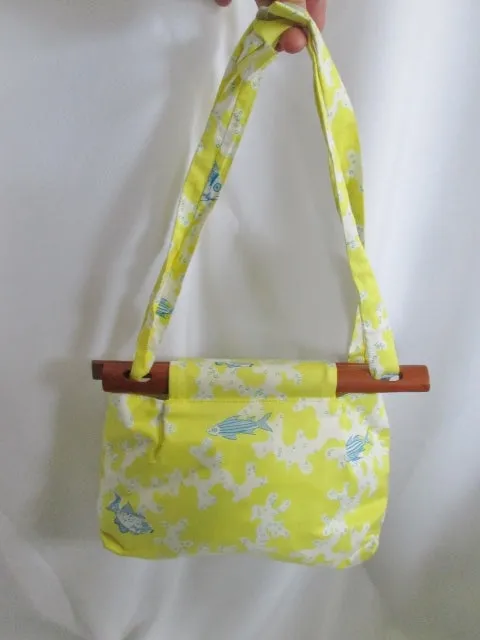 NEW COCO SHOP ANTIGUA WEST INDIAN SEA ISLAND COTTON Bag Fish MERMAID YELLOW