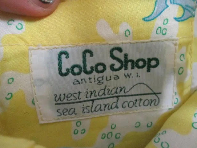 NEW COCO SHOP ANTIGUA WEST INDIAN SEA ISLAND COTTON Bag Fish MERMAID YELLOW