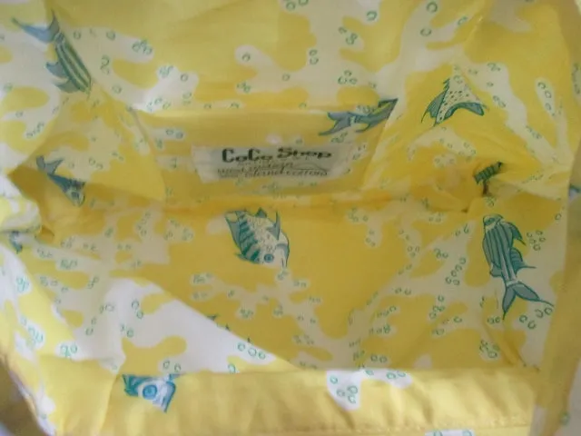 NEW COCO SHOP ANTIGUA WEST INDIAN SEA ISLAND COTTON Bag Fish MERMAID YELLOW