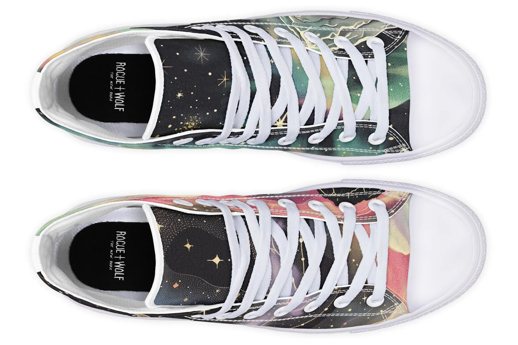 Northern Lights High Tops - Classic Premium Canvas Shoes with Comfortable and Durable Soles