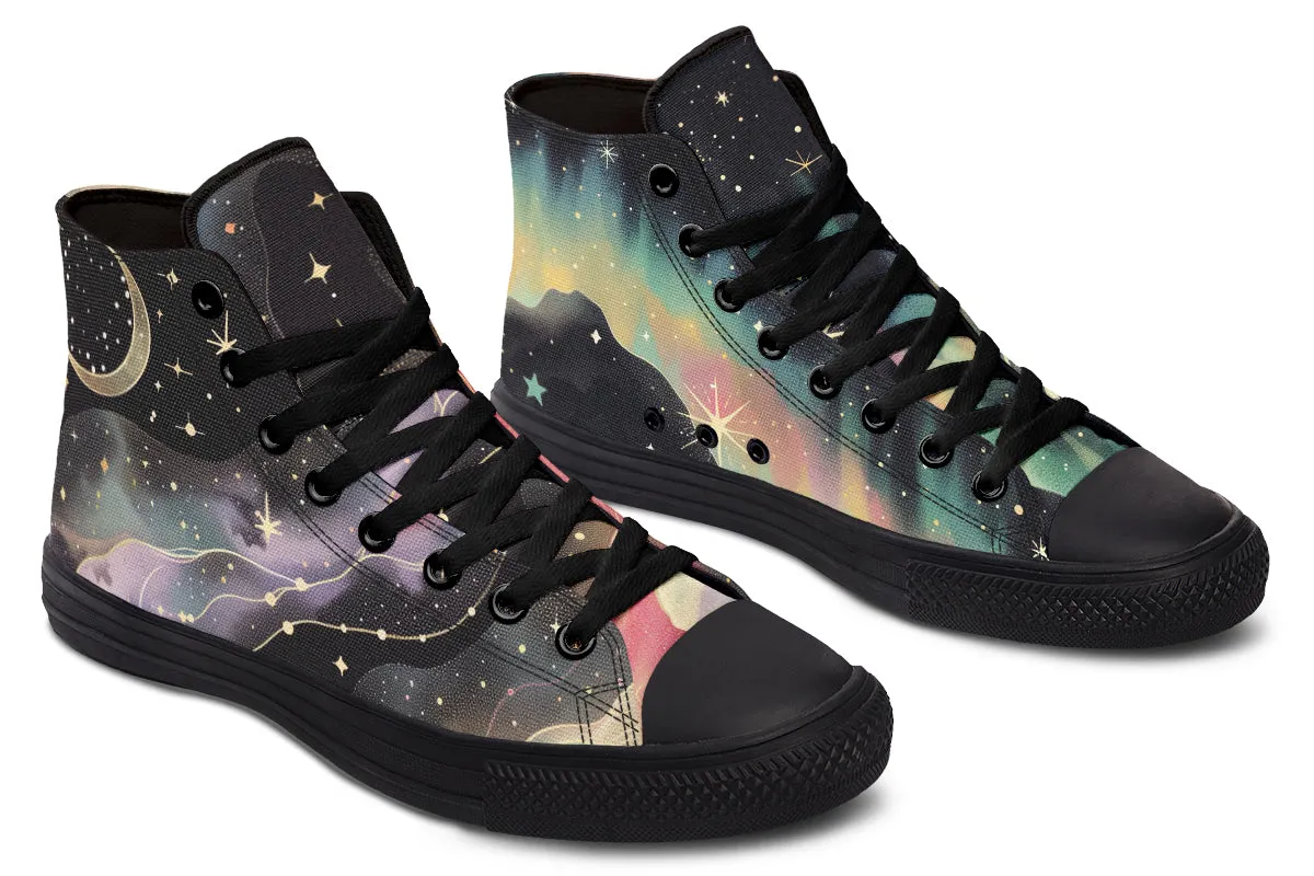 Northern Lights High Tops - Classic Premium Canvas Shoes with Comfortable and Durable Soles