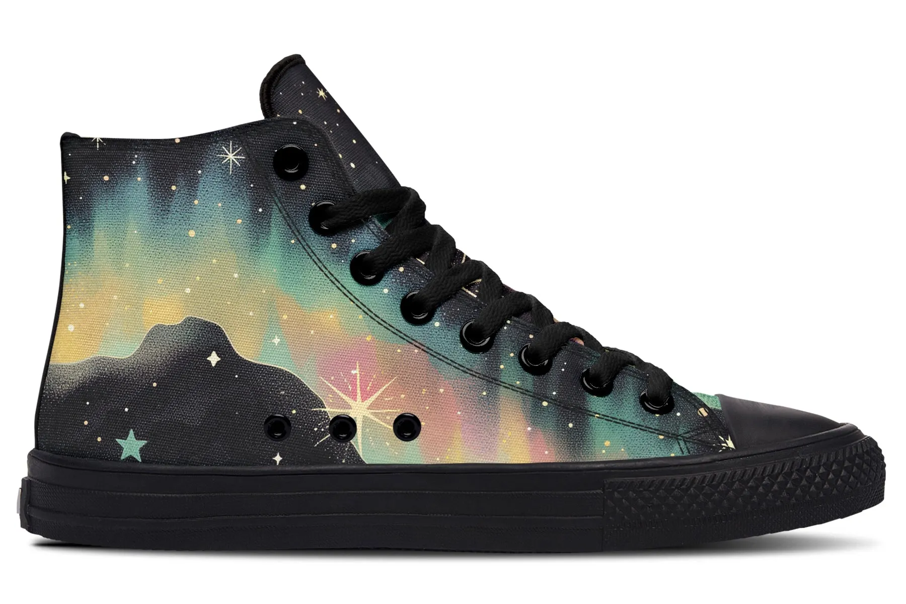 Northern Lights High Tops - Classic Premium Canvas Shoes with Comfortable and Durable Soles