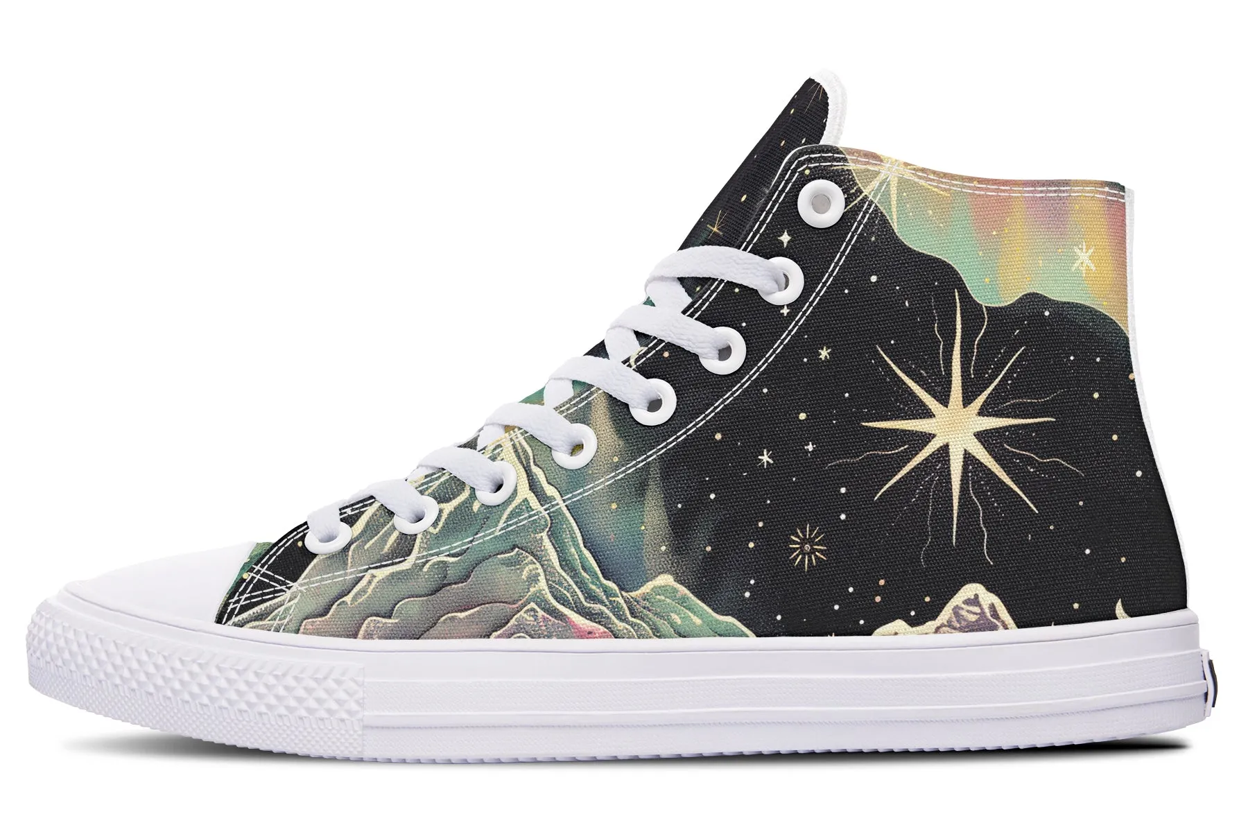 Northern Lights High Tops - Classic Premium Canvas Shoes with Comfortable and Durable Soles