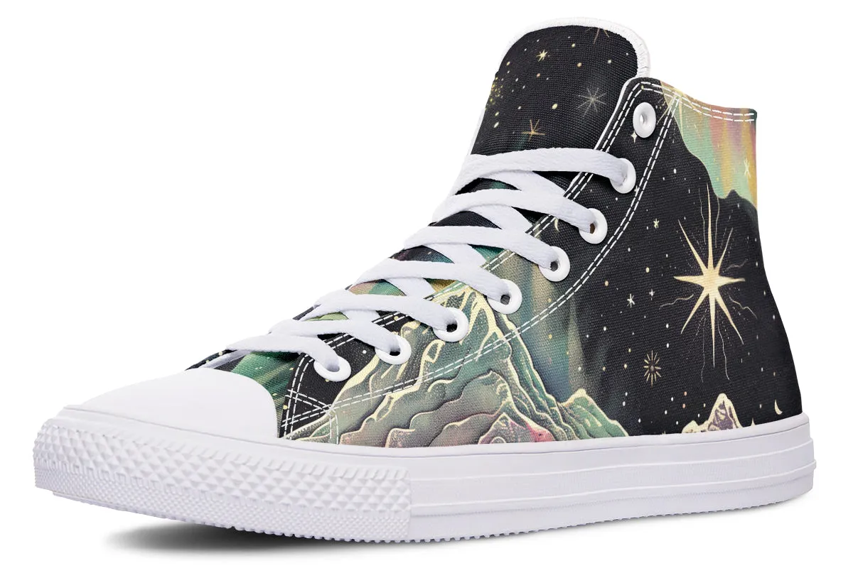 Northern Lights High Tops - Classic Premium Canvas Shoes with Comfortable and Durable Soles