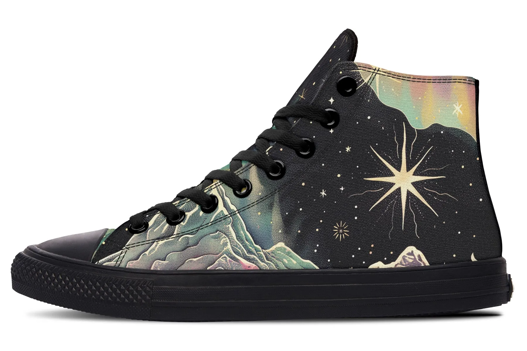 Northern Lights High Tops - Classic Premium Canvas Shoes with Comfortable and Durable Soles