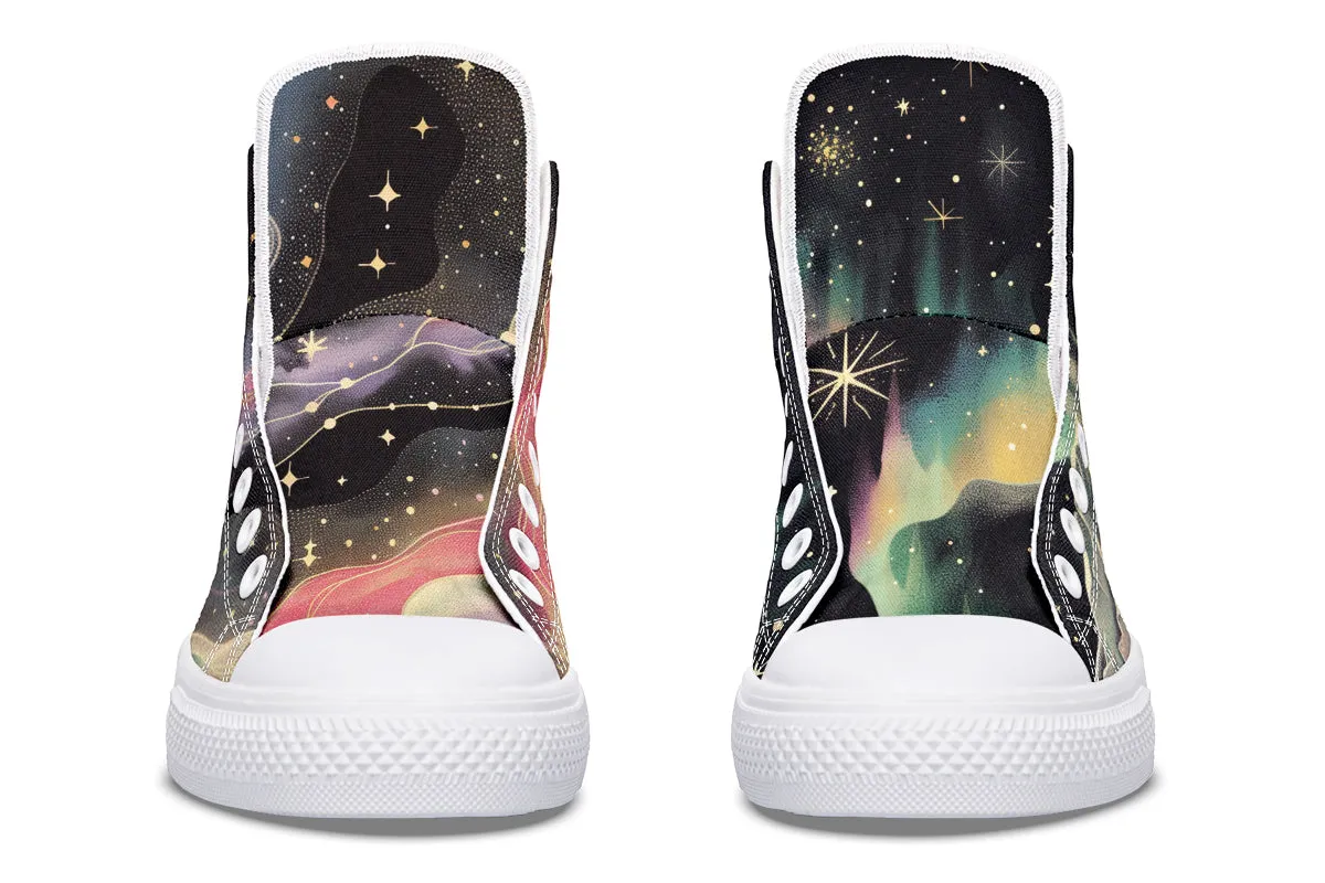 Northern Lights High Tops - Classic Premium Canvas Shoes with Comfortable and Durable Soles