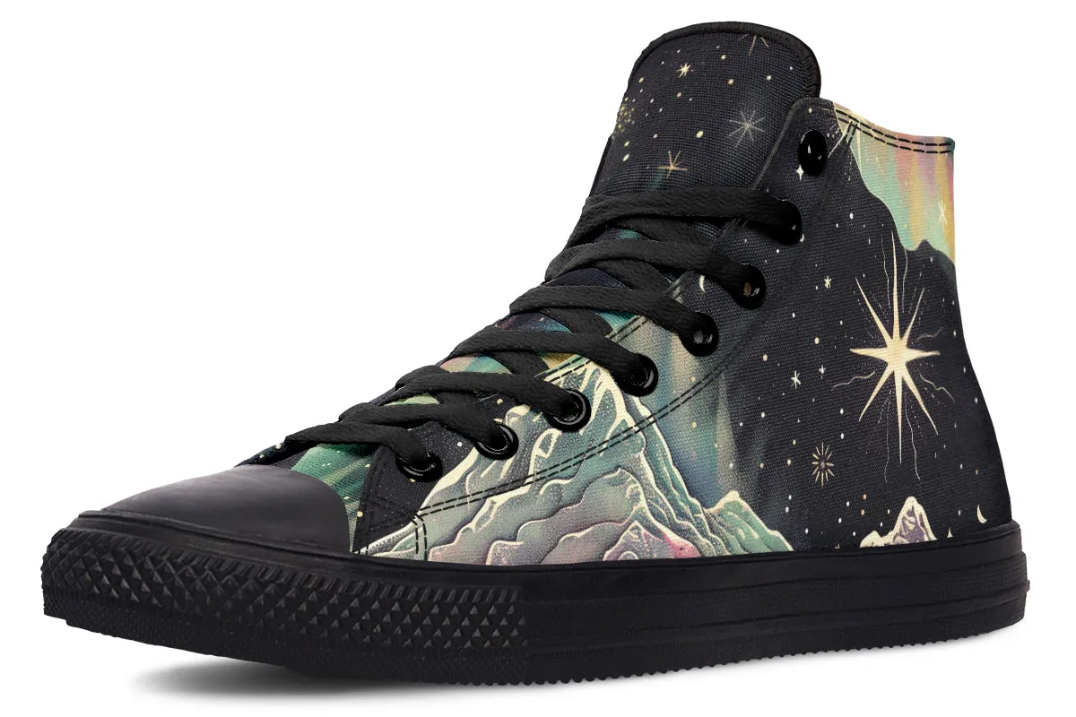 Northern Lights High Tops - Classic Premium Canvas Shoes with Comfortable and Durable Soles