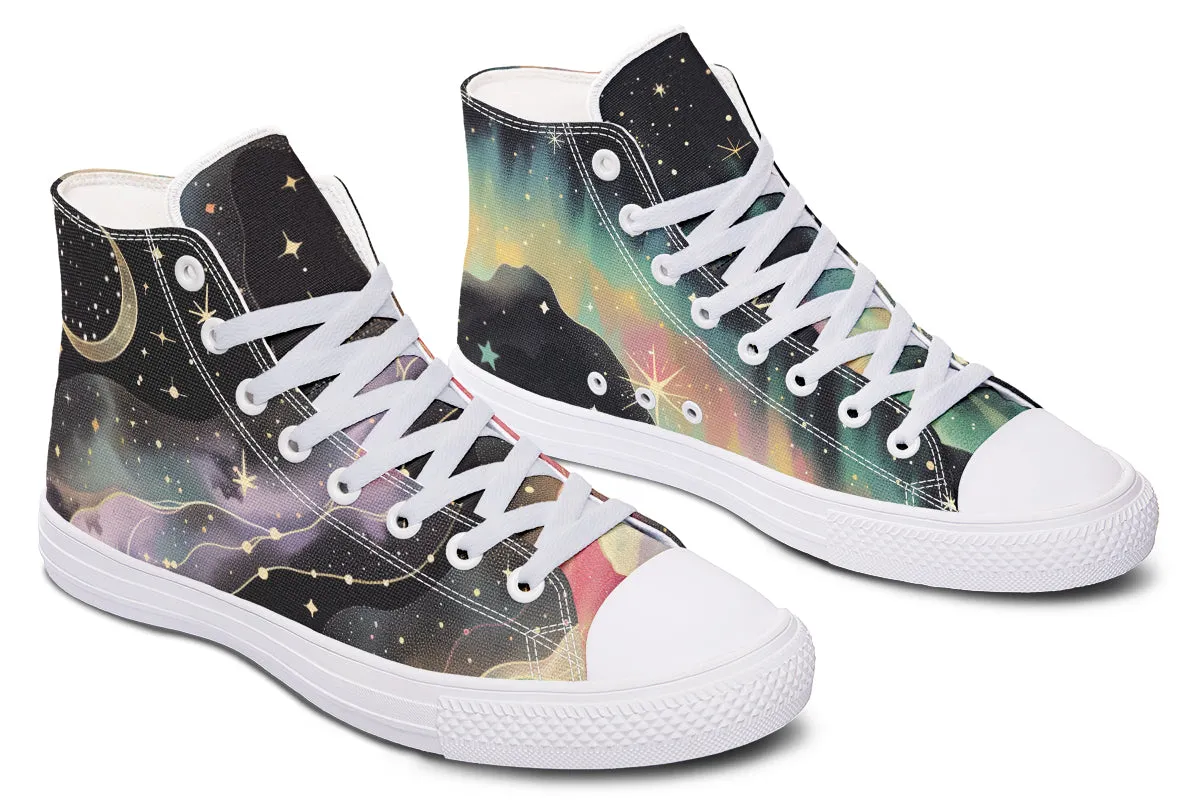 Northern Lights High Tops - Classic Premium Canvas Shoes with Comfortable and Durable Soles