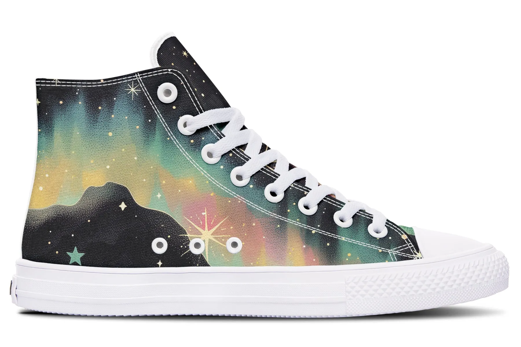 Northern Lights High Tops - Classic Premium Canvas Shoes with Comfortable and Durable Soles