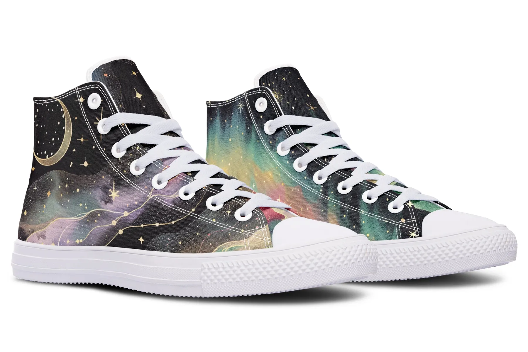 Northern Lights High Tops - Classic Premium Canvas Shoes with Comfortable and Durable Soles