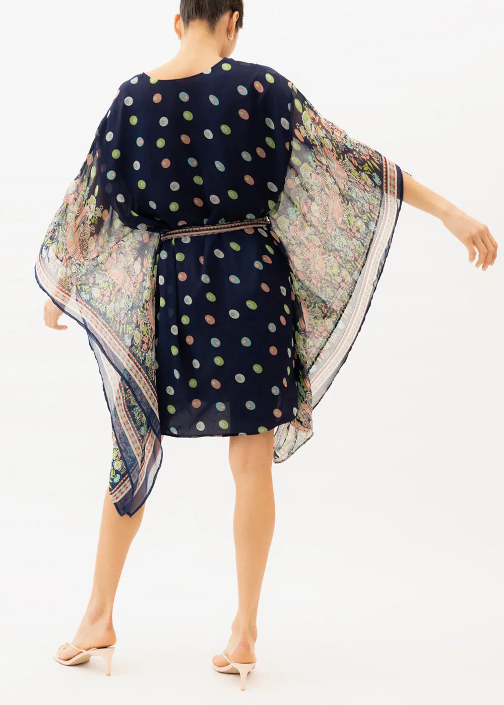 Paloma Navy Polka Dot Short Kaftan