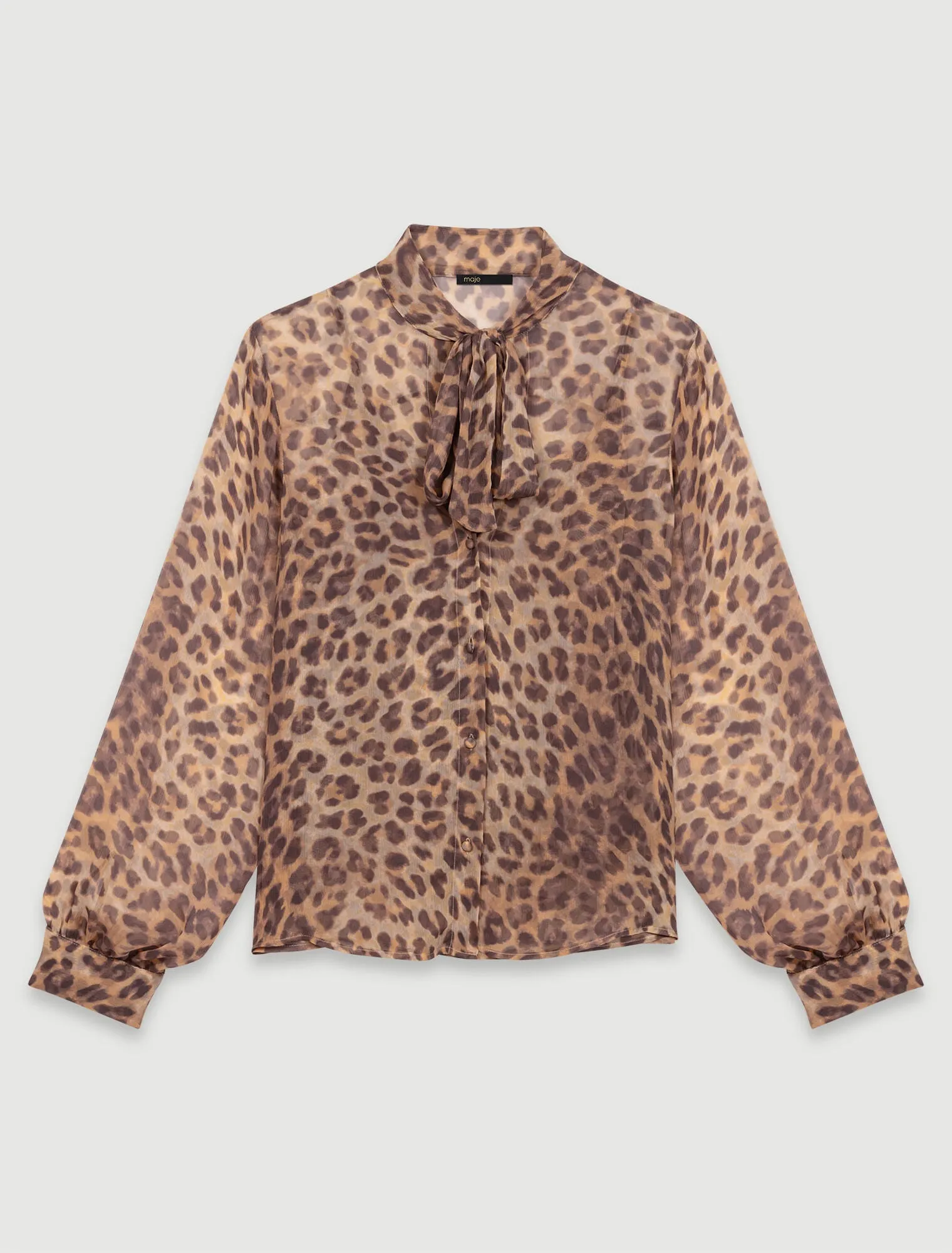 Patterned pussy bow shirt