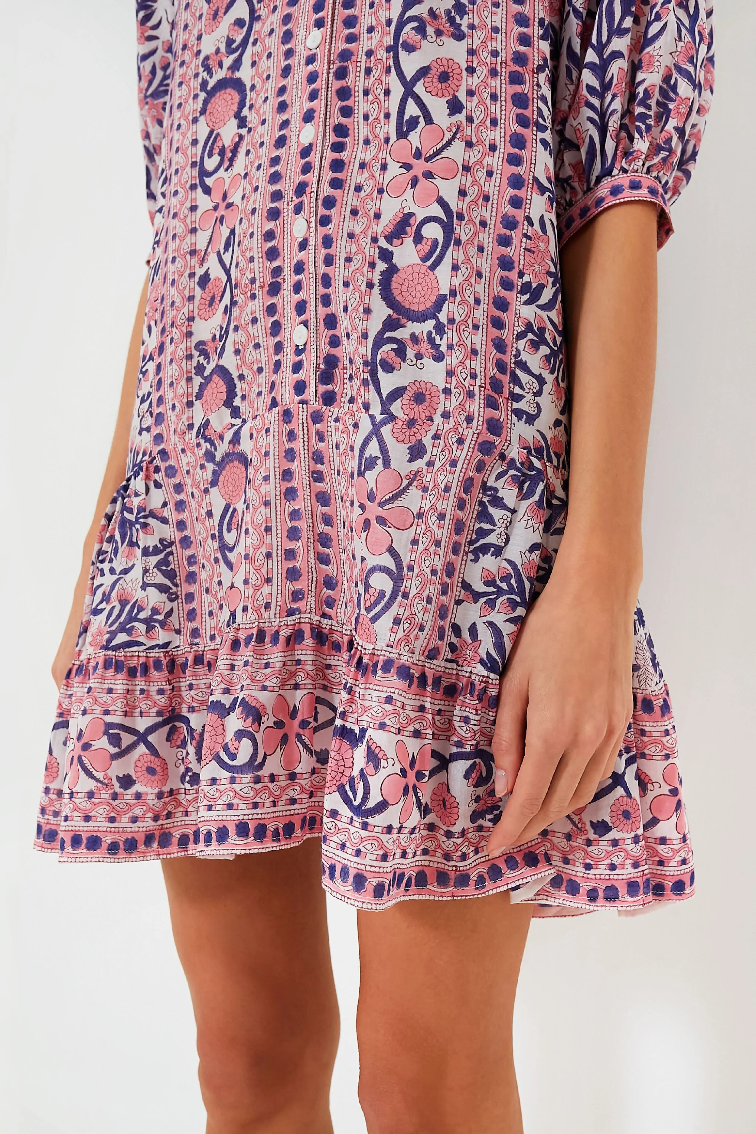 Pink and Navy Floral Piper Mini Dress