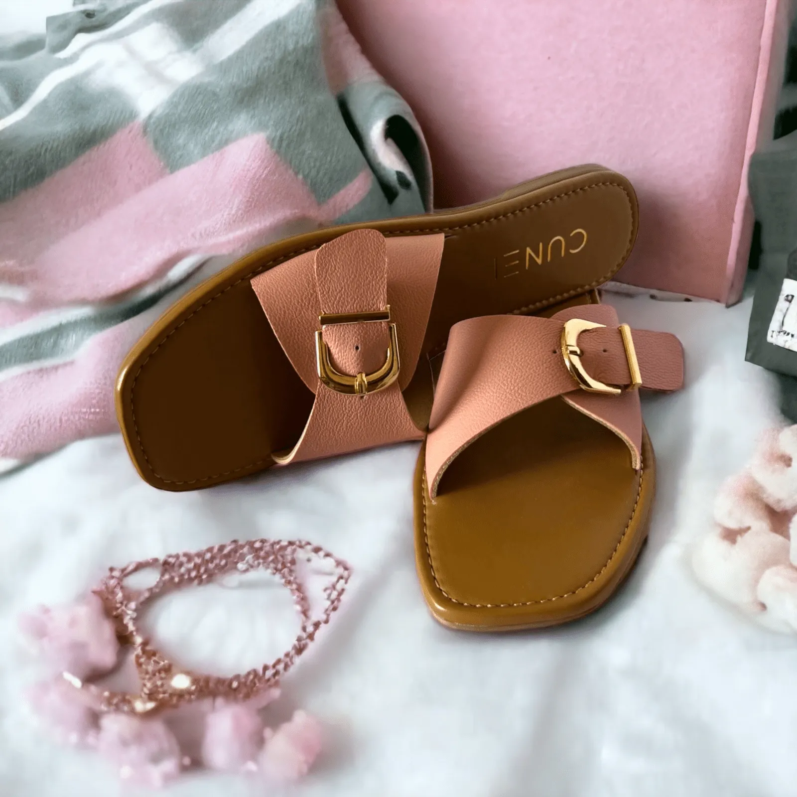 Pink Buckled Flats