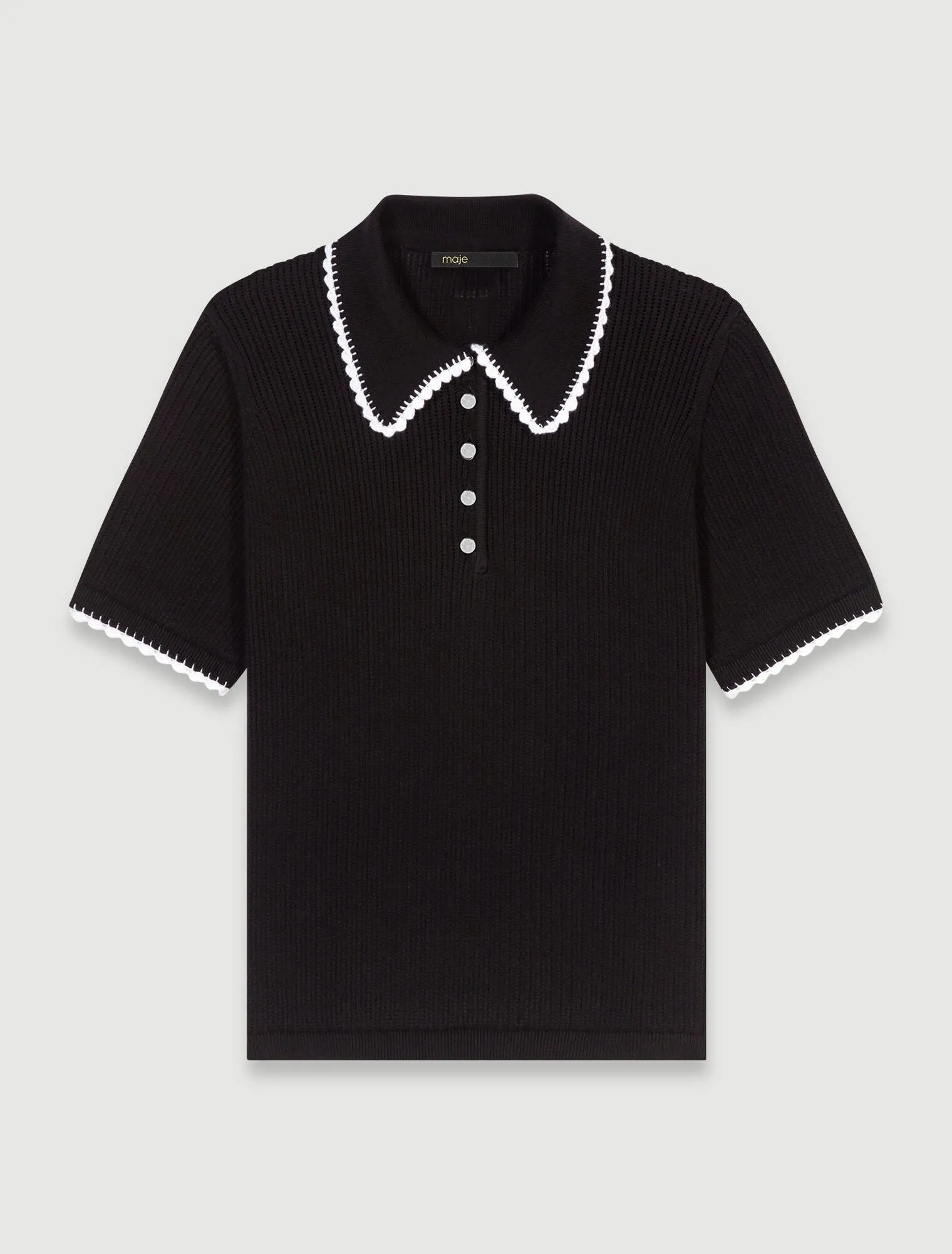 Pointelle knit polo shirt