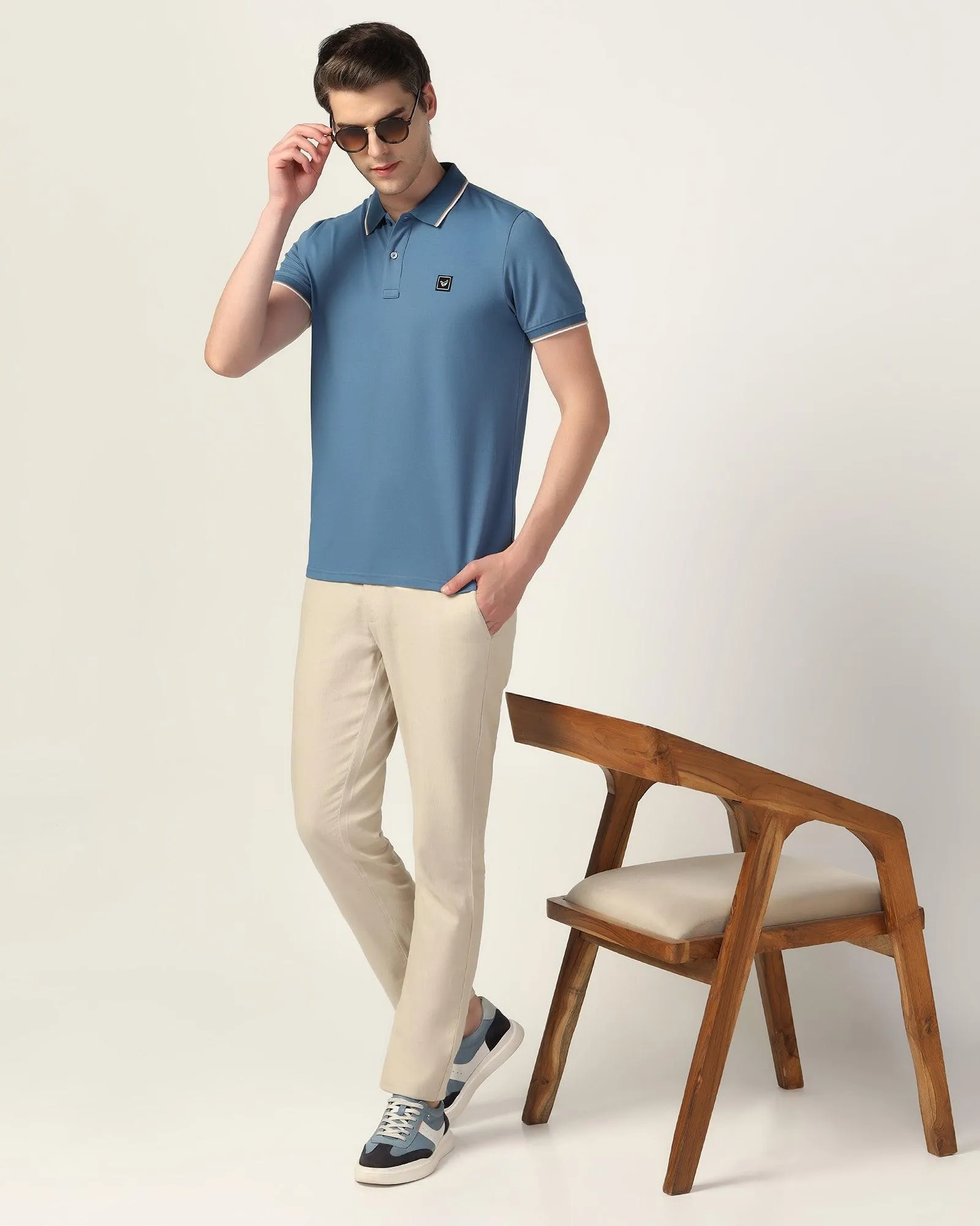 Polo Stellar Blue Solid T-Shirt - Andro