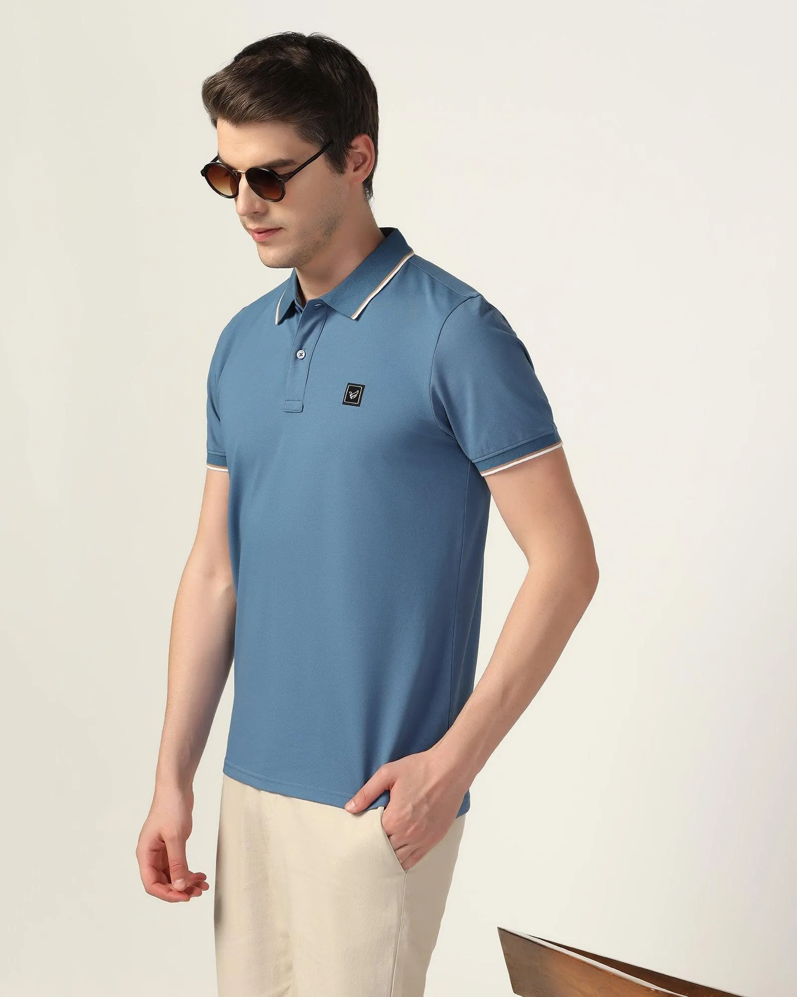 Polo Stellar Blue Solid T-Shirt - Andro