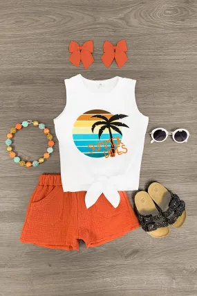 "Summer Vibes" Orange Short Set