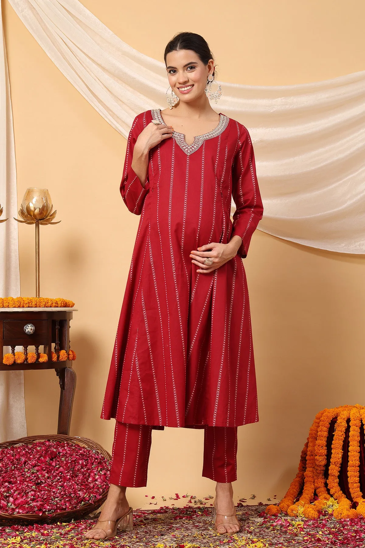 Ruby Essence Mirror Reflections Festive Maternity Feeding Suit Set