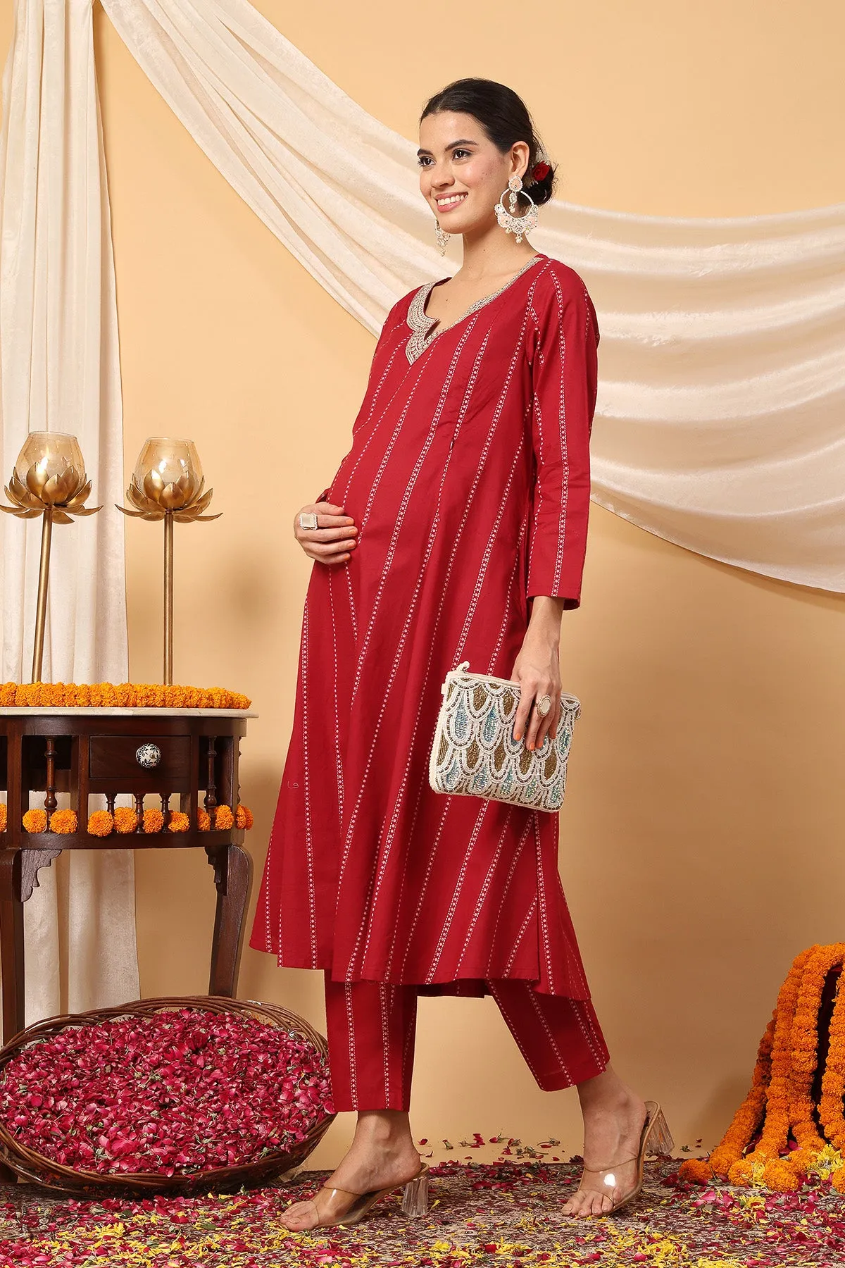 Ruby Essence Mirror Reflections Festive Maternity Feeding Suit Set