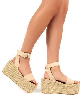 Saffy Beige Espadrille Wedged Sandal