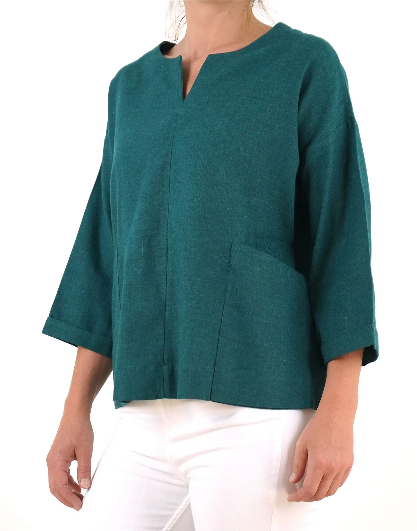 Seasalt Carlyon Bay Green Relaxed Fit Blouse 3/4 Sleeve Tops