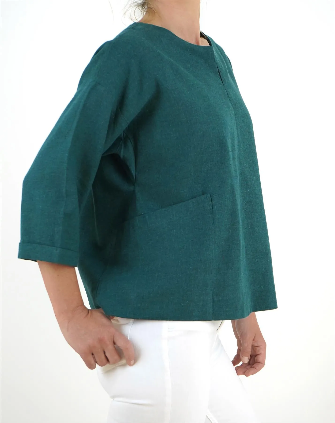 Seasalt Carlyon Bay Green Relaxed Fit Blouse 3/4 Sleeve Tops