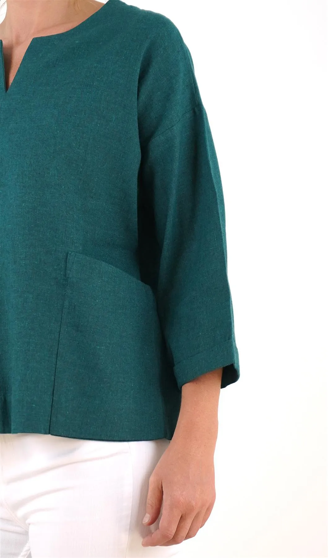 Seasalt Carlyon Bay Green Relaxed Fit Blouse 3/4 Sleeve Tops